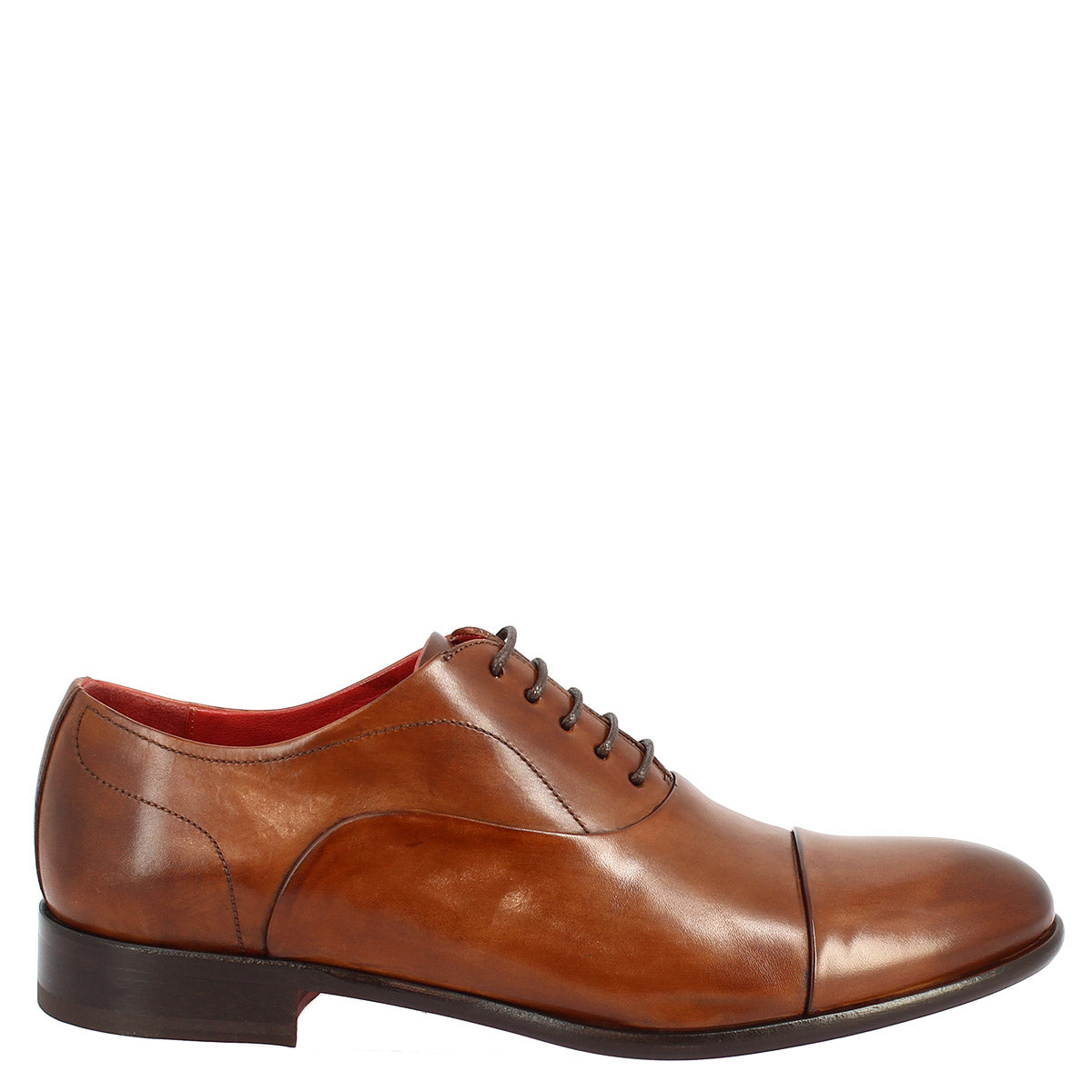 Men's lace-up shoes handmade in brandy leather