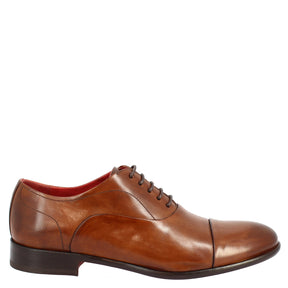 Men's lace-up shoes handmade in brandy leather