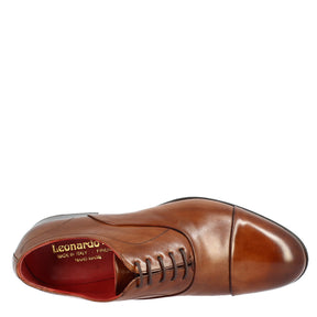 Chaussures à lacets pour hommes faites à la main en cuir cognac