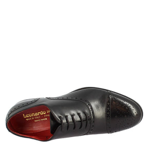 Chaussures à lacets pour hommes faites à la main en cuir noir