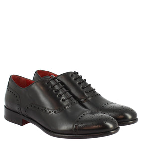 Men's lace-up shoes handmade in black leather