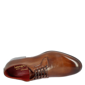 Men's handmade lace-up shoes in brandy leather