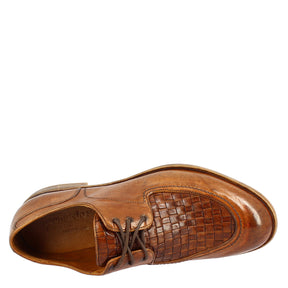 Chaussures à lacets faites à la main pour hommes en cuir de buffle couleur Sienne