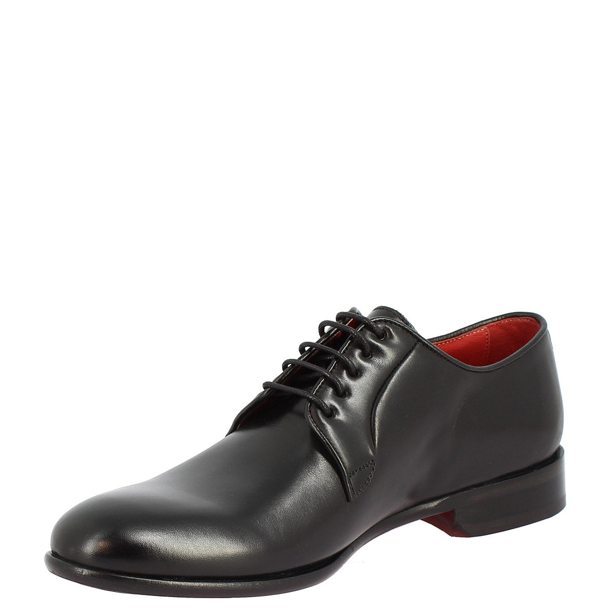 Men's handmade lace-up shoes in black leather