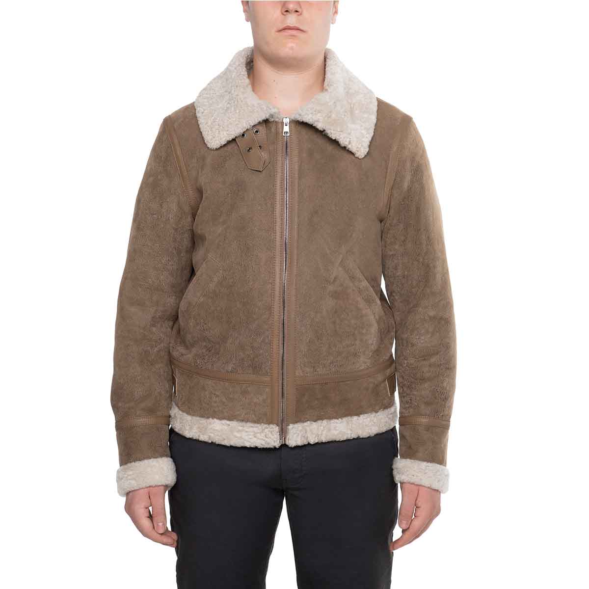 Blouson homme en peau de mouton marron