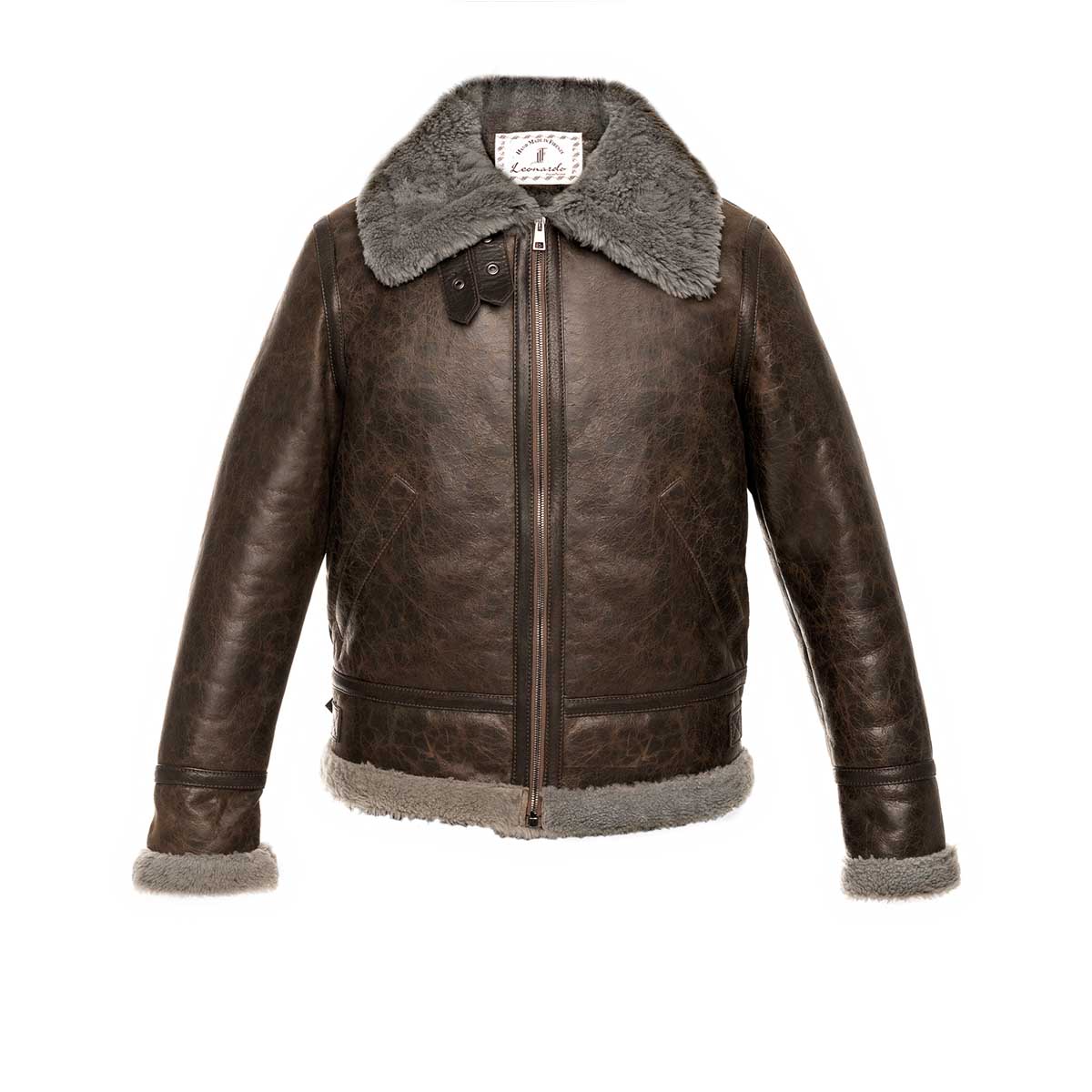 Blouson homme en peau de mouton marron foncé