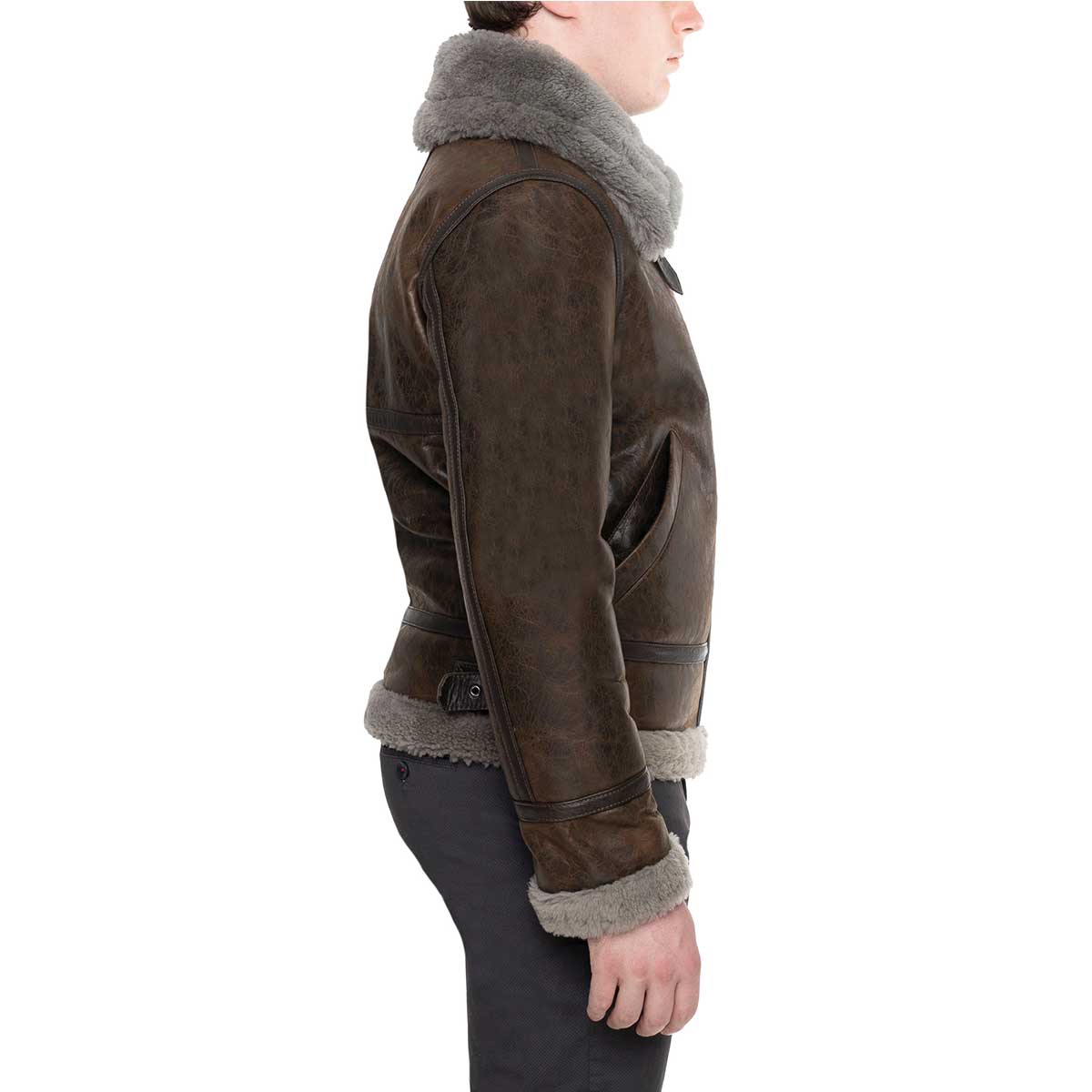 Men's dark brown sheepskin jacket