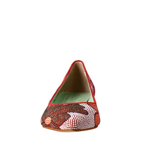Red women's ballet flats in suede with rhinestones