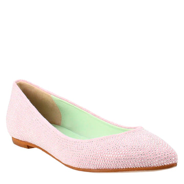 Ballerine da donna color lilla in pelle scamosciata con strass - LeonardoShoes