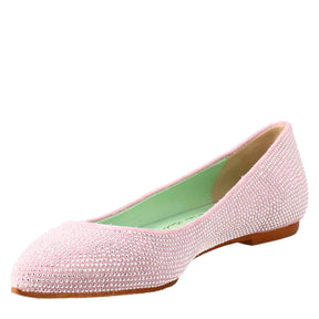 Women's lilac suede ballet flats with rhinestones