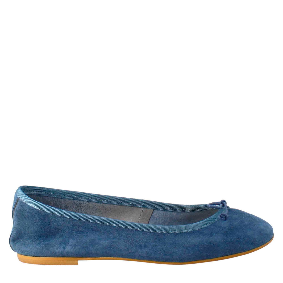 Light blue women's ballet flats in smooth leather, unlined