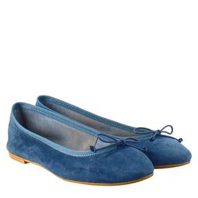 Light blue women's ballet flats in smooth leather, unlined