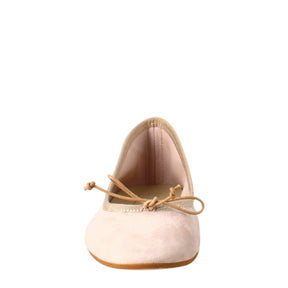 Light pink suede women's ballet flats without lining