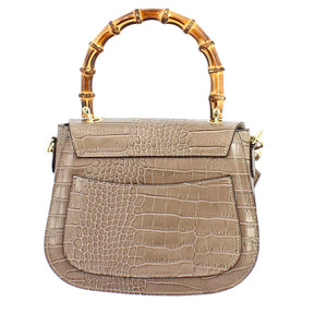 Handmade women's handbag in beige leather with removable shoulder strap