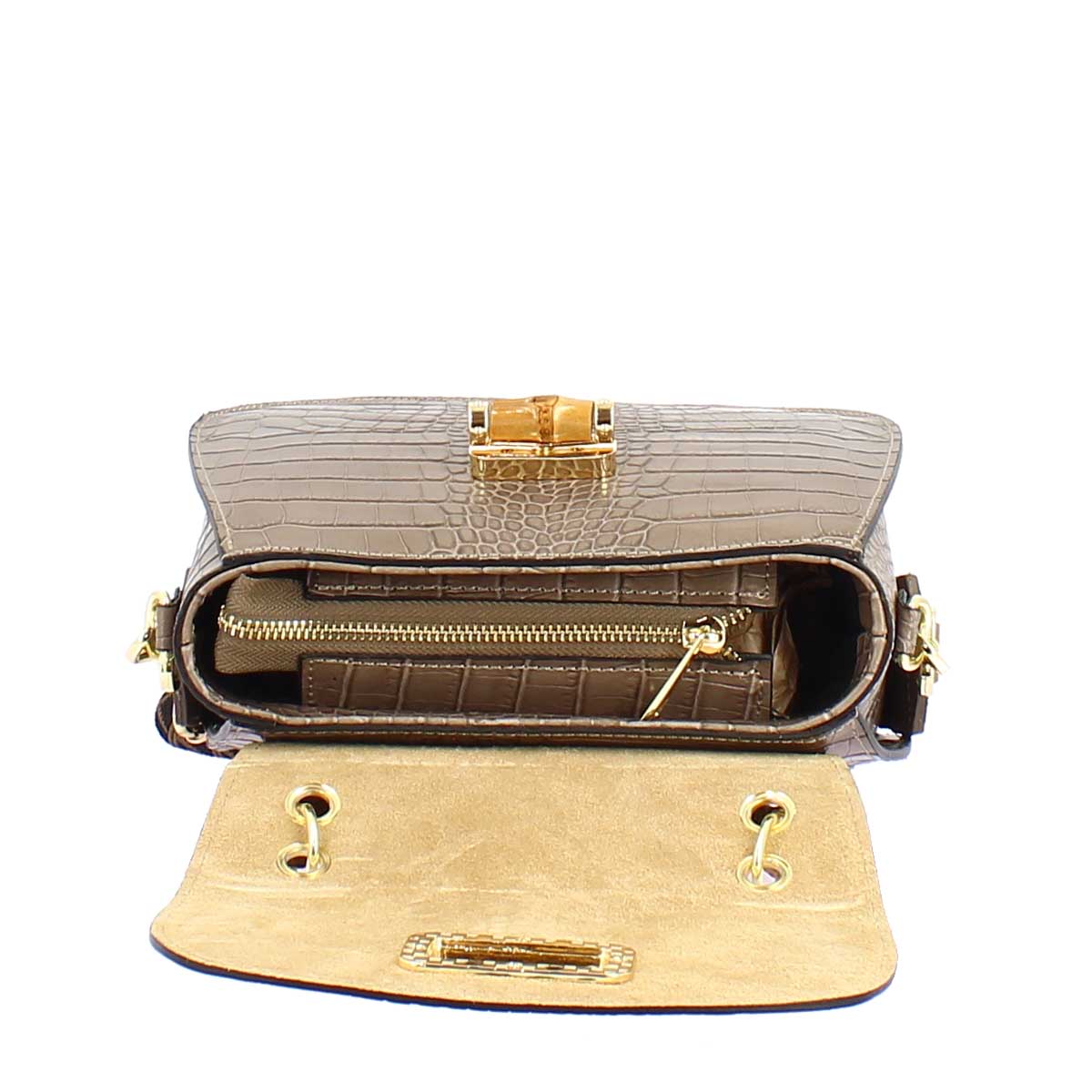 Handmade women's handbag in beige leather with removable shoulder strap