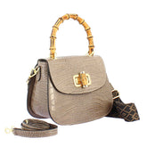 Handmade women's handbag in beige leather with removable shoulder strap