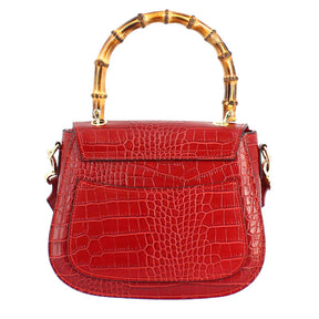 Handmade women's handbag in burgundy leather with removable shoulder strap