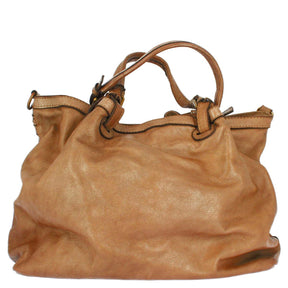 Petrarca women's bag handmade in tan woven leather with shoulder strap