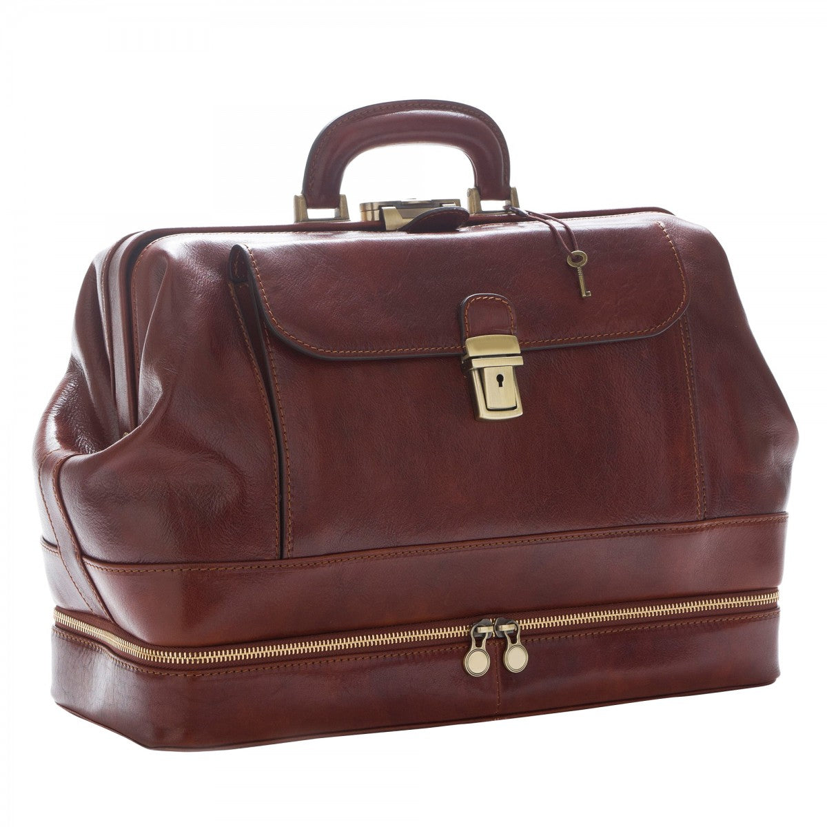 Borsa Medico Vano Portastrumenti in pelle pieno fiore chiusura a cerniera