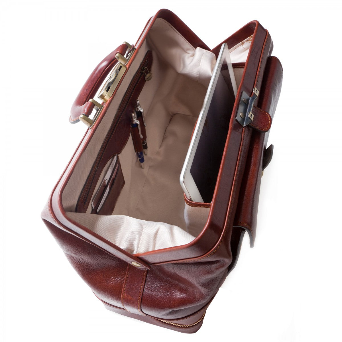 Borsa Medico Vano Portastrumenti in pelle pieno fiore chiusura a cerniera