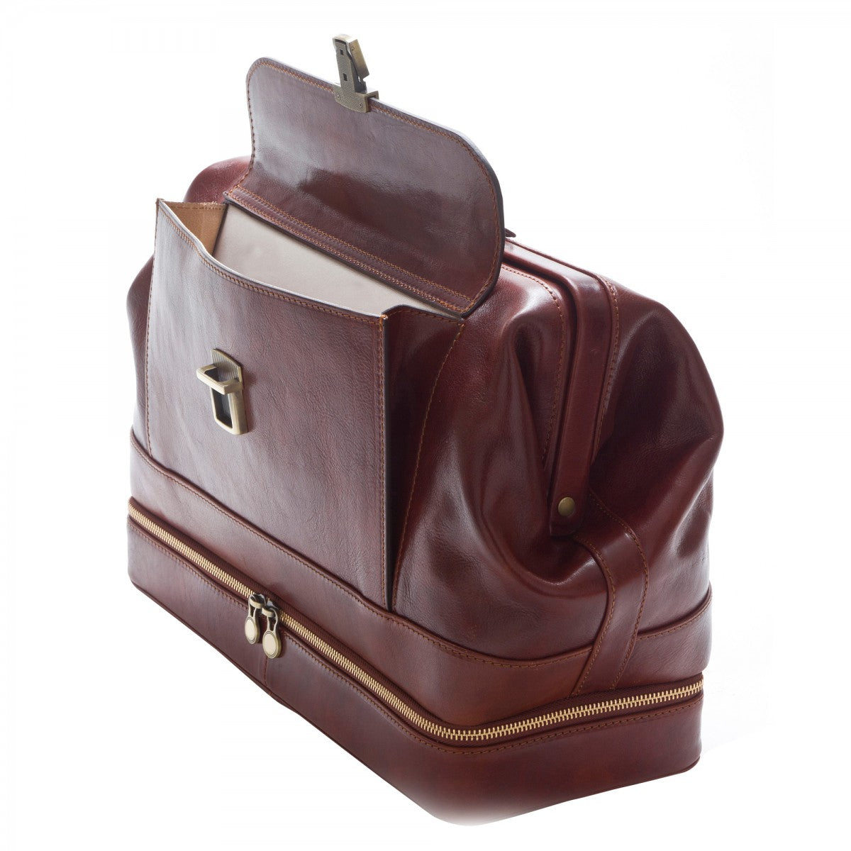 Borsa Medico Vano Portastrumenti in pelle pieno fiore chiusura a cerniera