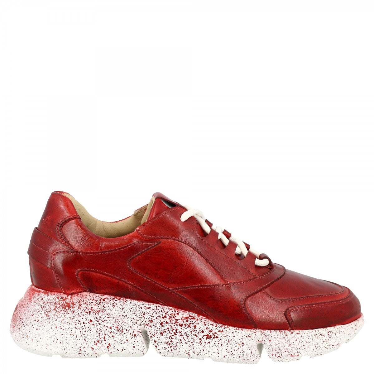 Leo's Charlot sneakers handmade in red calf leather