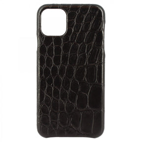 Cover iPhone in pelle stampata coccodrillo nero