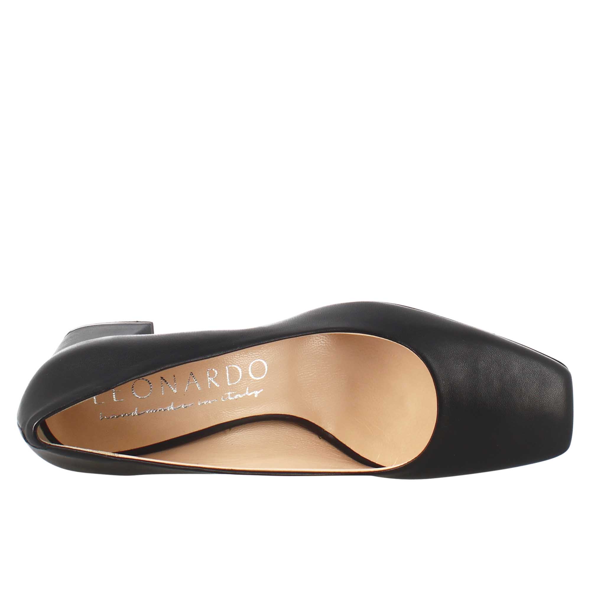 Décolleté slingback pour femme en cuir noir à bout pointu