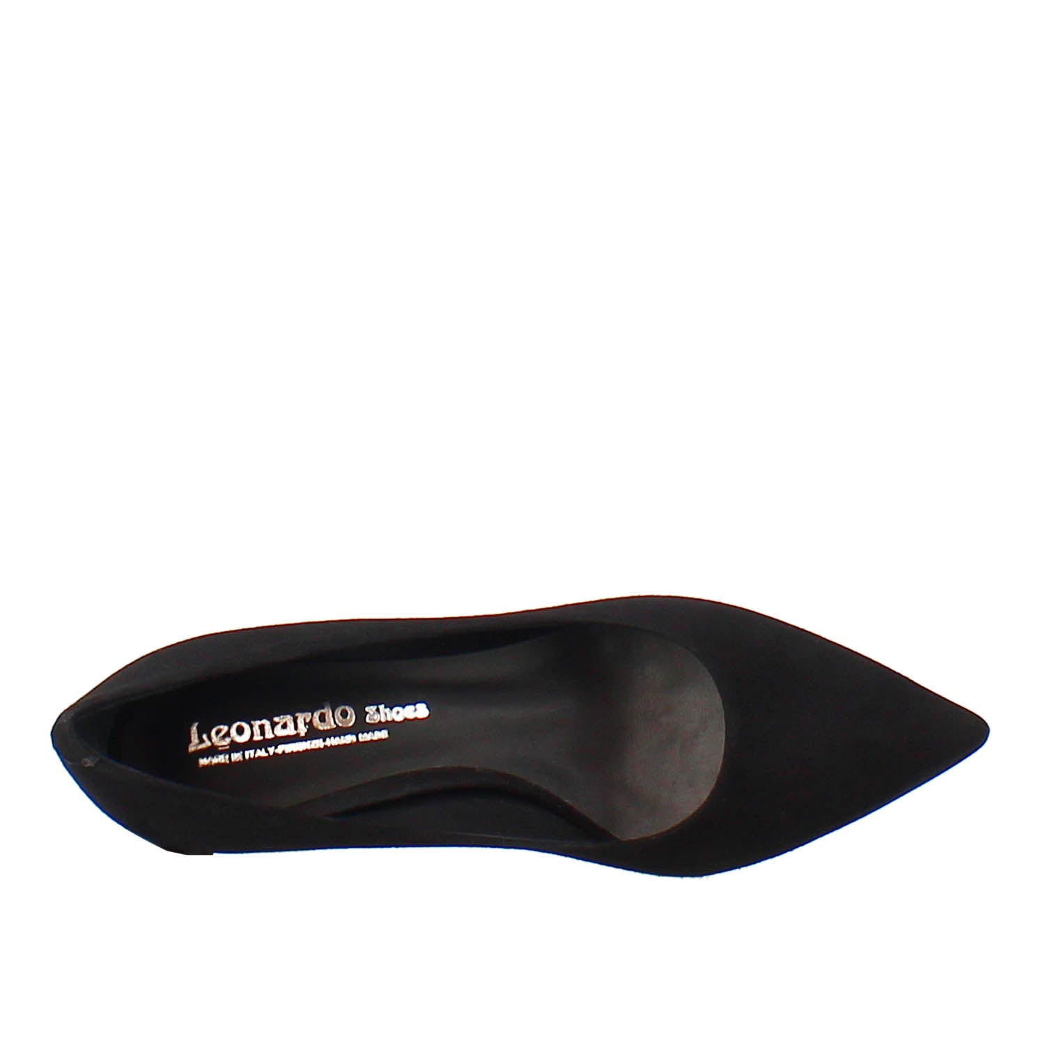 Decollette in black suede with high heel 