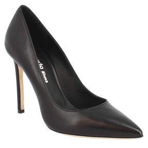 Elegante handgefertigte schwarze Lederpumps mit hohen Absätzen für Damen