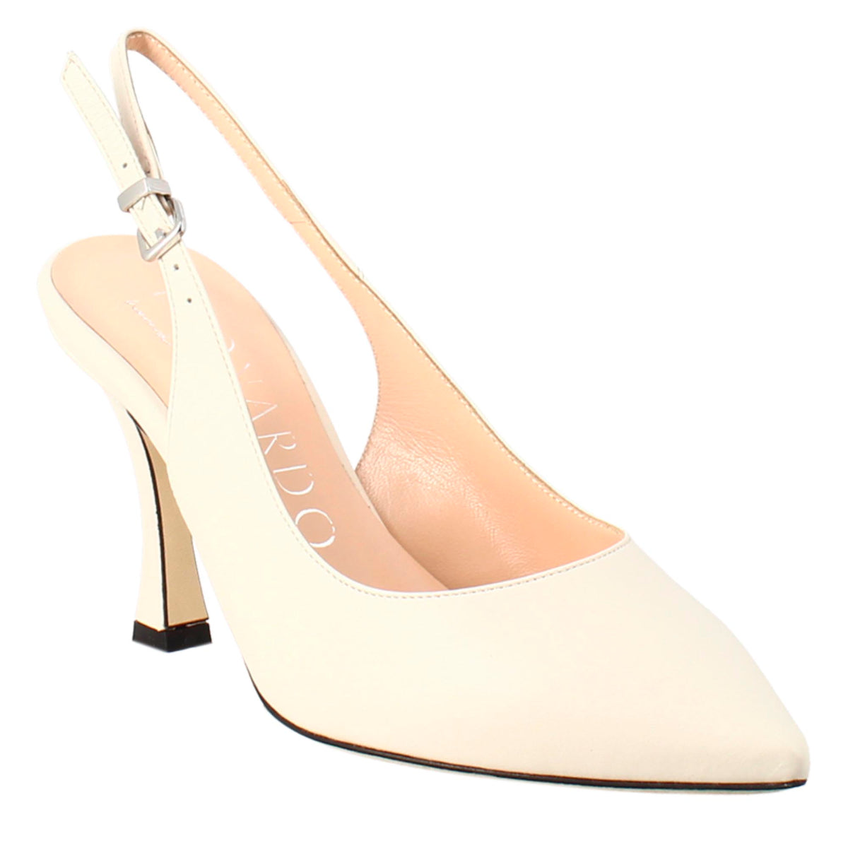 Decollete con tacco alto da donna in pelle colore crema