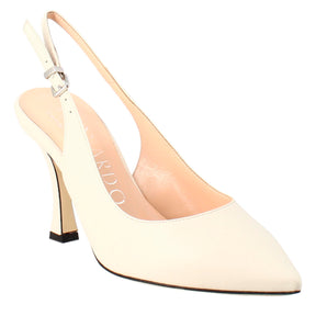Décolleté high heels for women in cream colored leather