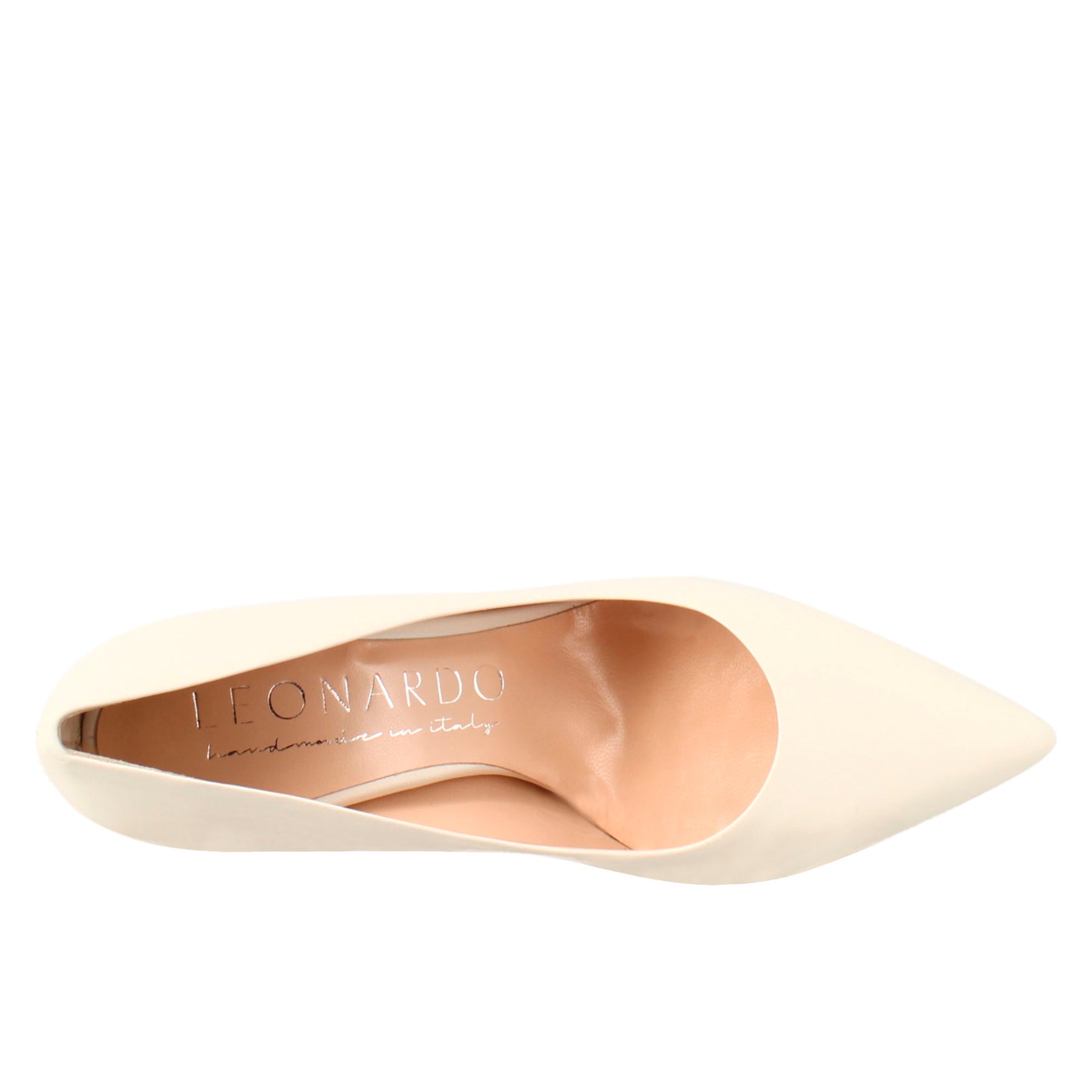 Women's décolleté in beige leather with pointed toe 