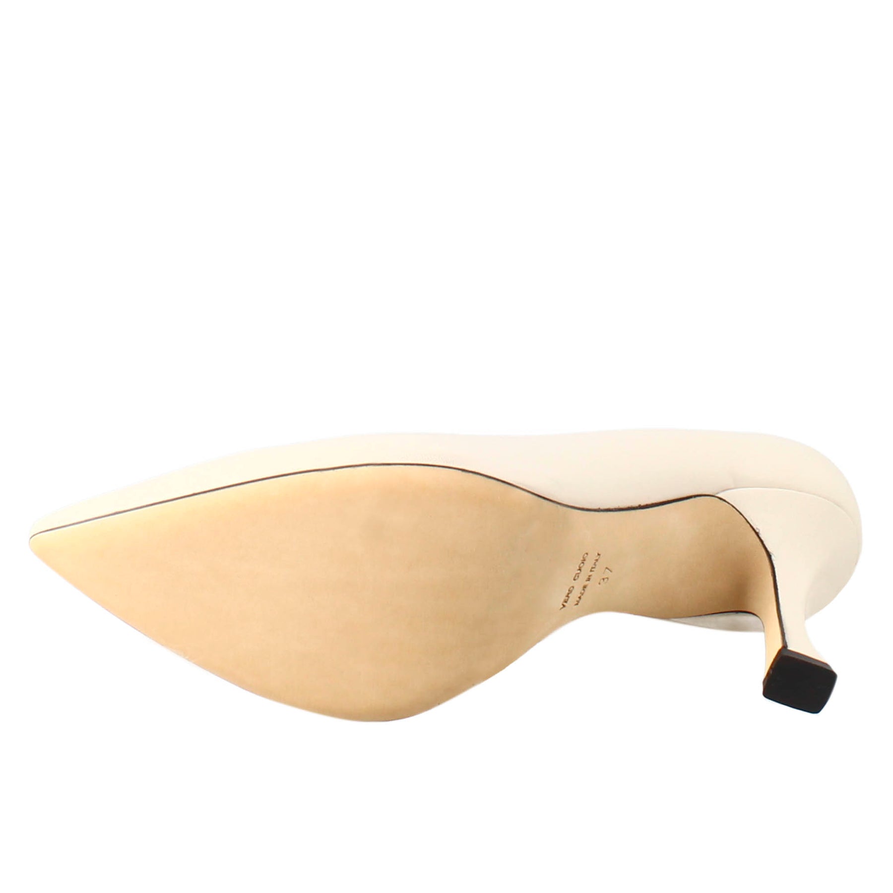 Women's décolleté in beige leather with pointed toe 