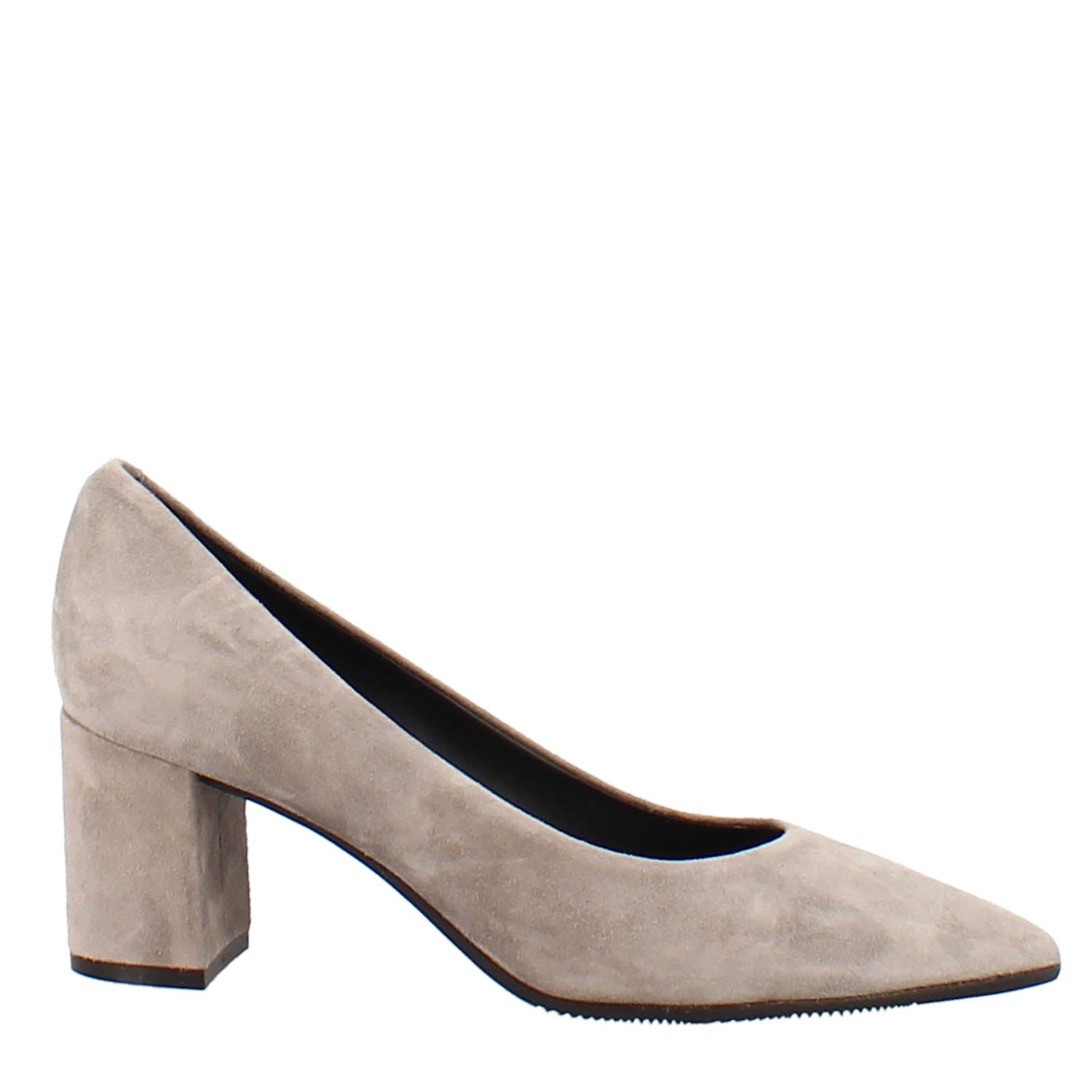 Décolleté in dove gray suede with high heel