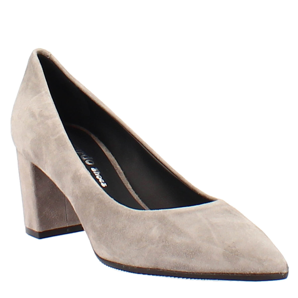 Décolleté in dove gray suede with high heel