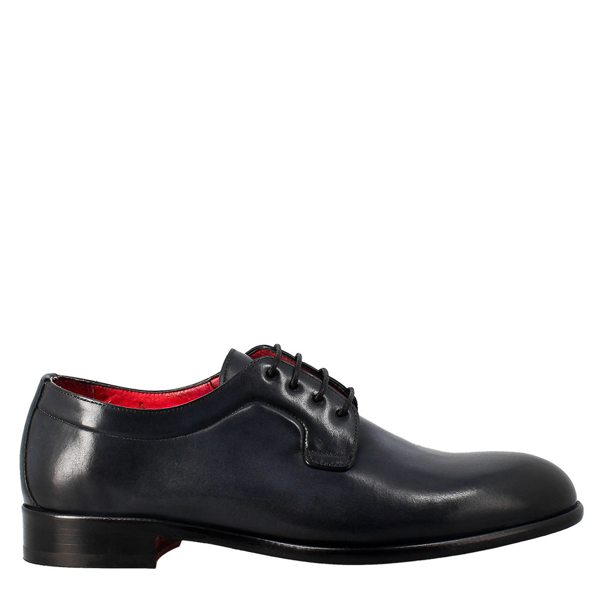 Derby bleu élégant pour homme en cuir lisse 