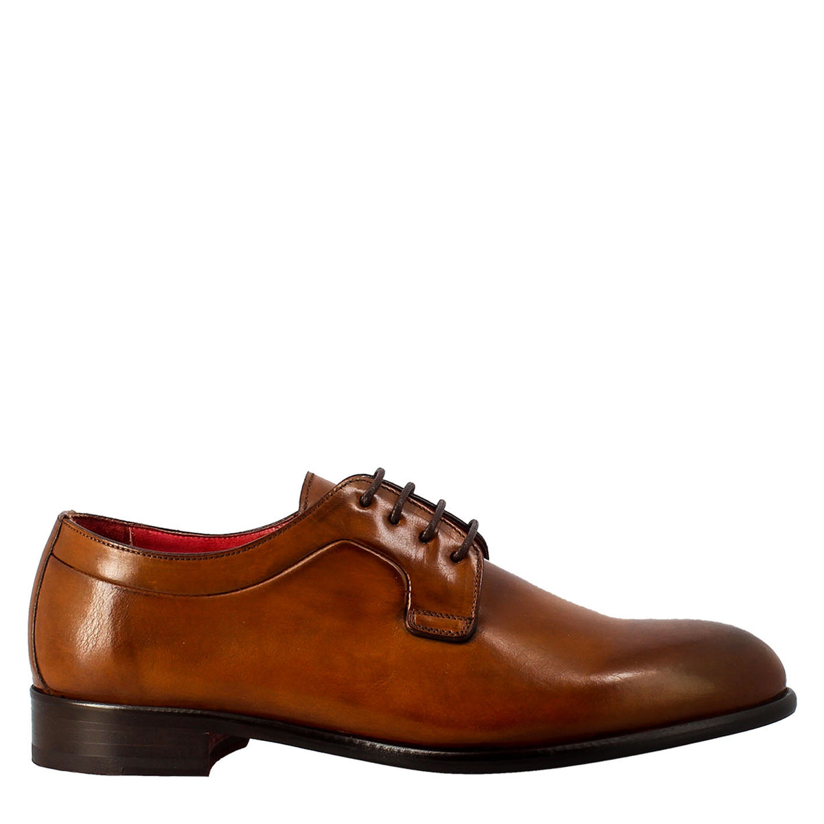 Elegant brown derby for men in smooth leather