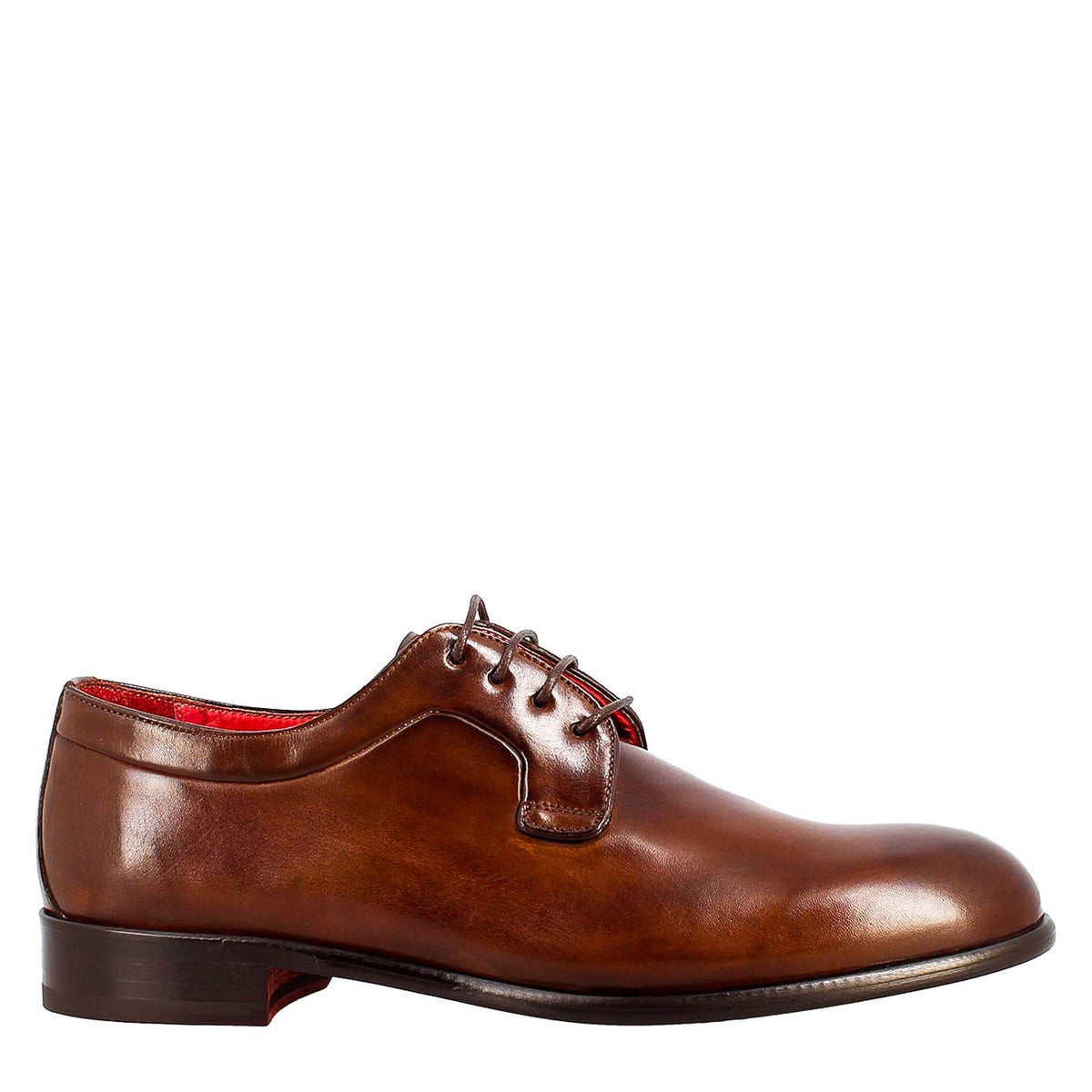 Derby élégant marron foncé pour homme en cuir lisse