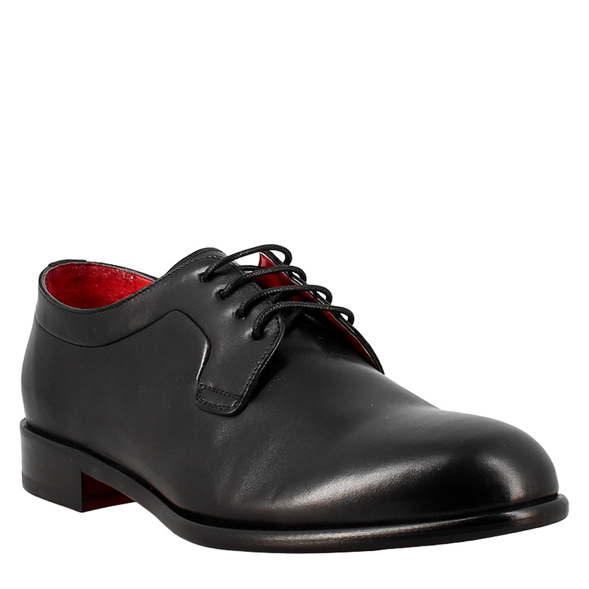 Elegant black derby for men in smooth leather