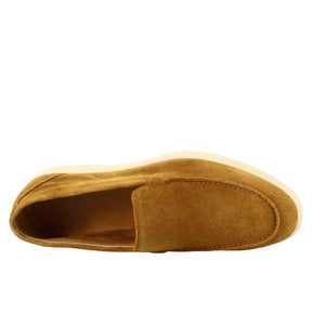 Elegant brown unlined loafer for men in suede