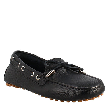 Mocassino da donna con lacci in pelle nero - LeonardoShoes