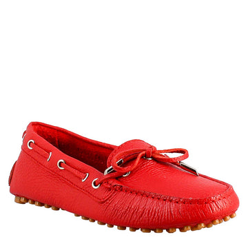 Mocassino da donna con lacci in pelle rosso - LeonardoShoes