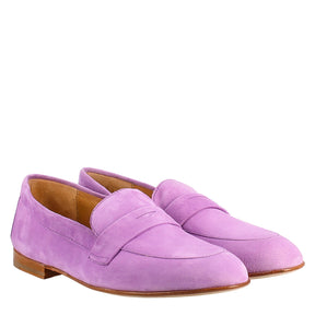 Woman's bag moccasin in lilac suede