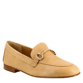 Women's moccasin in beige leather with gold horsebit
