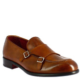 Brown double buckle moccasin for men