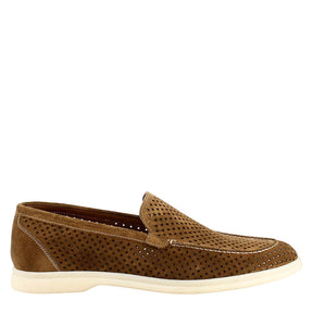 Elegant brown unlined loafer for men in suede