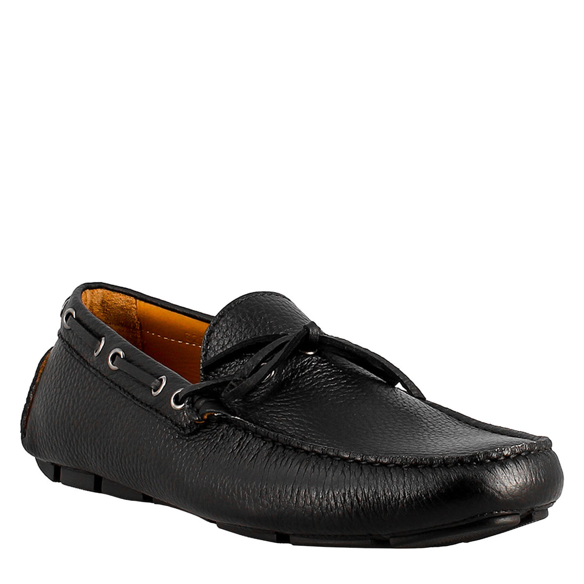 Mocassin tubulaire à lacets pour homme en cuir noir 