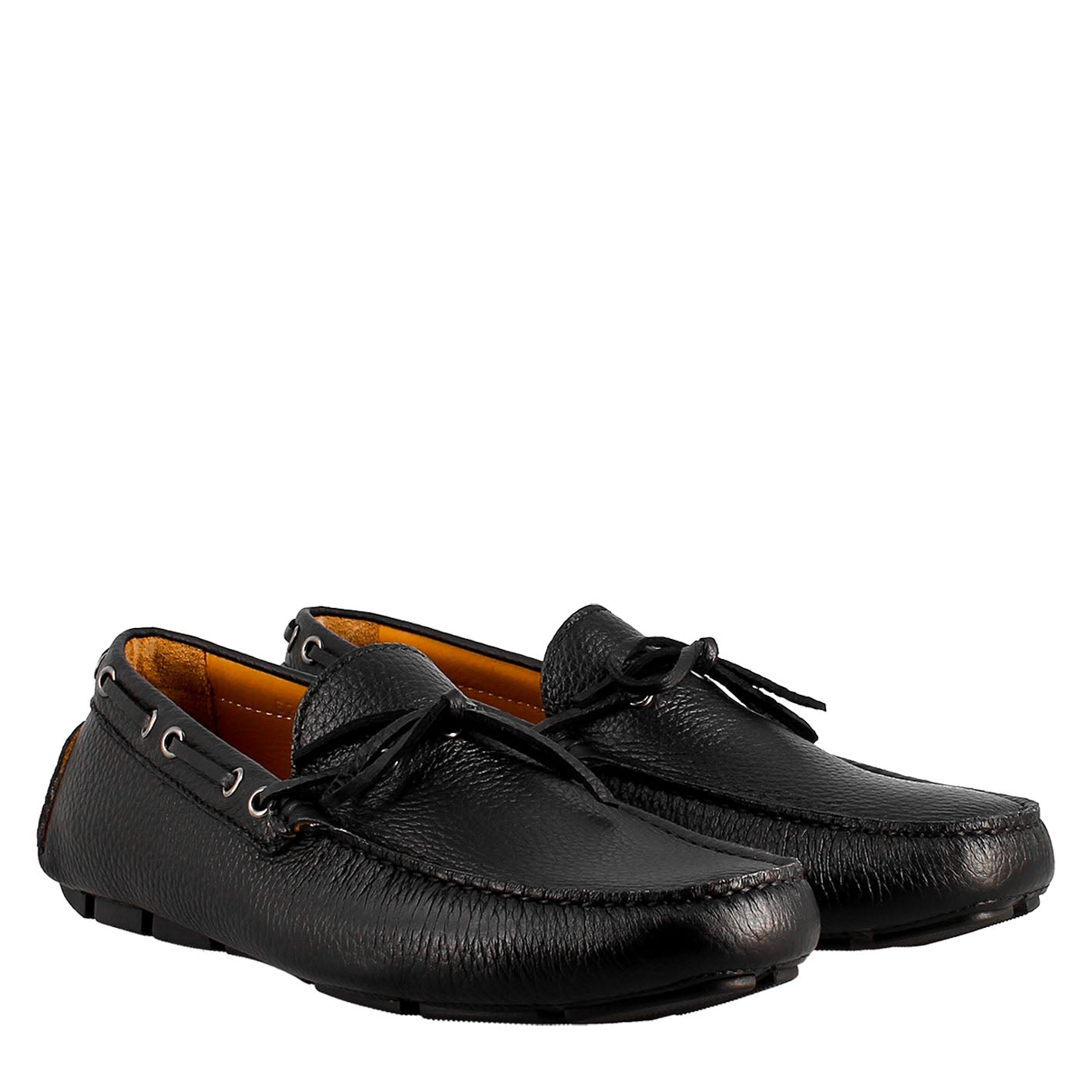 Mocassin tubulaire à lacets pour homme en cuir noir 