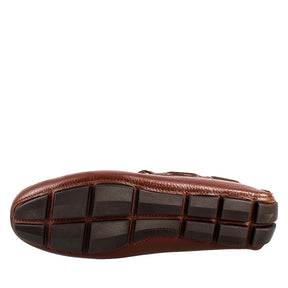 Handmade men's carshoe loafers in brown calf <tc>LEATHER</tc>.